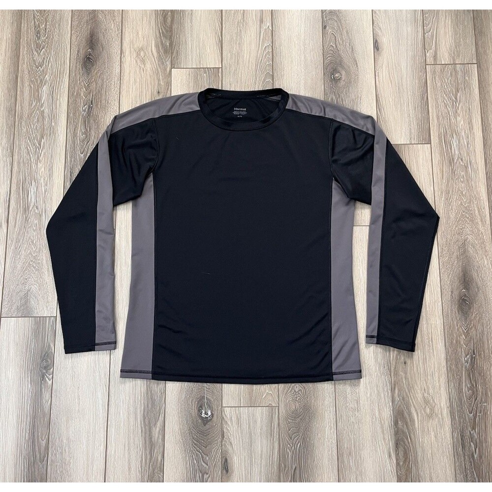 Marmot Black/Gray Long Sleeve Base Layer Long Sleeve Shirt Mens Sz XL